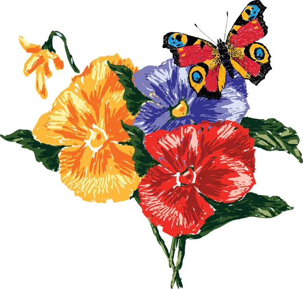 Imagen Vectorial Maricas Mariposas Todos Los Objetos Aislados — Vector de stock