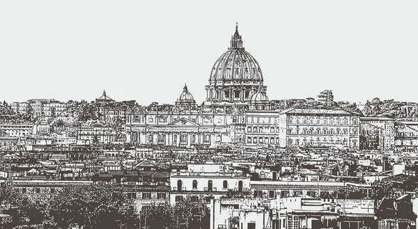 Vector Εικονογράφηση Της Πόλης Της Ρώμης Πρωτεύουσα Της Ιταλίας — Διανυσματικό Αρχείο