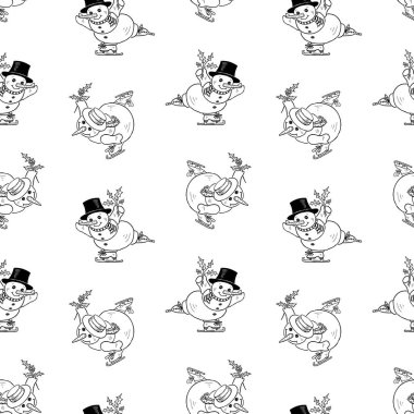 Noel arka planını pateni kardan adam