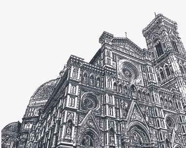 Florence, Toskana, İtalya'da Santa Maria del Fiore Katedrali ve Giotto çan kulesi