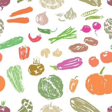 Çizimler çeşitli sebze ve sorunsuz arka plan