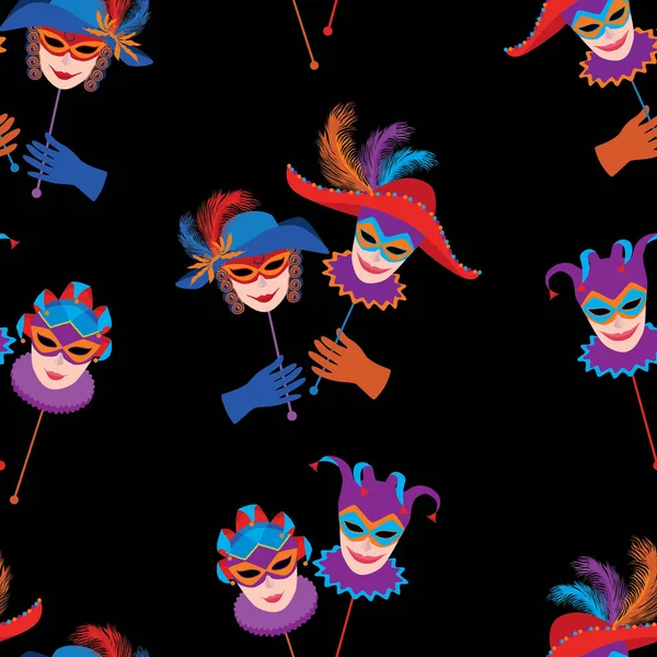 威尼斯狂欢节面具的矢量图案 — 图库矢量图片