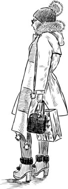 Bir moda townswoman taslağını