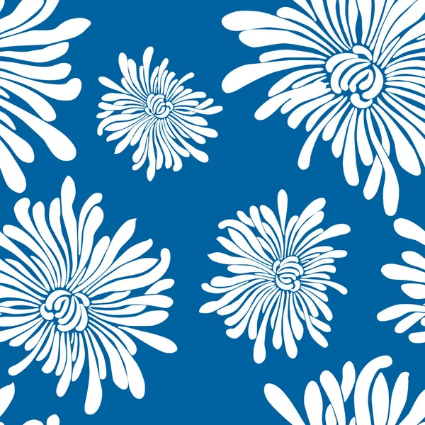 Patrón Crisantemos Decorativos — Archivo Imágenes Vectoriales