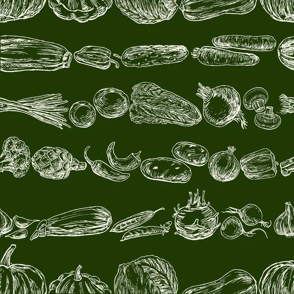 Nahtloses Muster Verschiedener Gemüseskizzen — Stockvektor