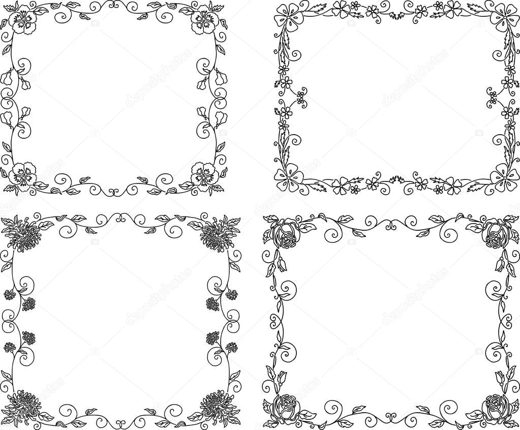 Vector image of decorative floral frames