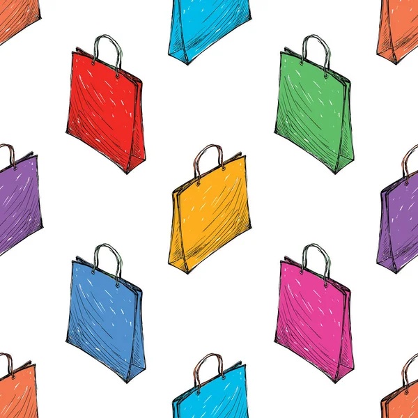 Renkli Alışveriş Torbaları Sorunsuz Arka Plan — Stok Vektör