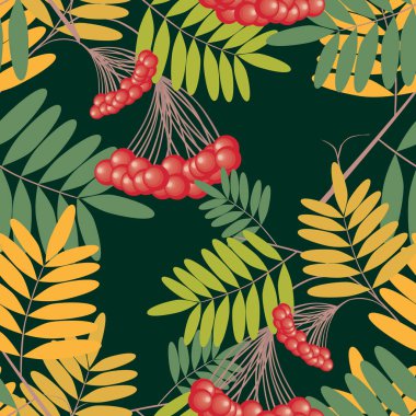 Çilek ile Rowan dalları Dikişsiz desen