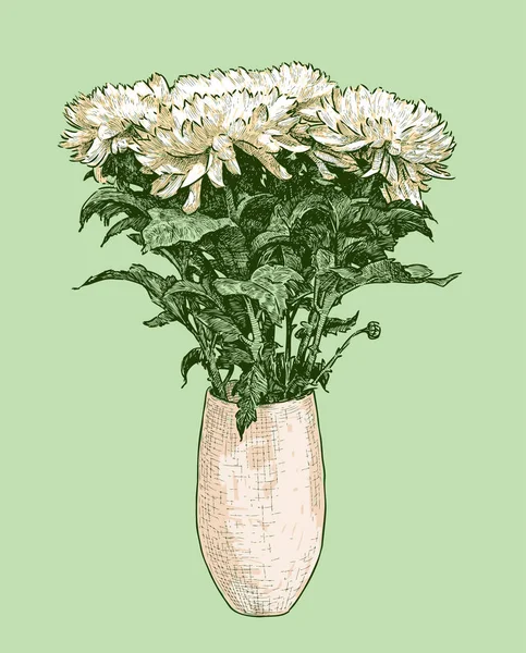 花瓶の菊の花束のベクトル画像 — ストックベクタ