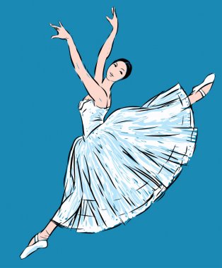 dans eden bir balerin el çizimi