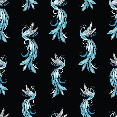 Mavi muhteşem kuşların dikişsiz desen