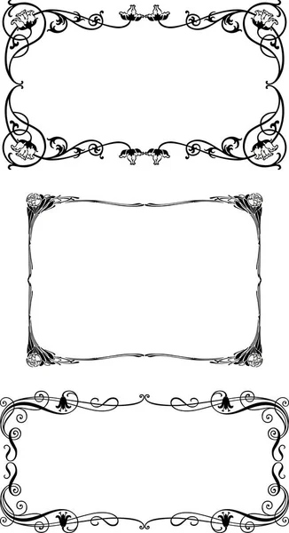 Set Vintage Floral Frames Art Nouveau Style — Stock Vector