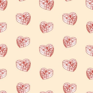 Kalp şeklinde hediye kutuları dikişsiz desen