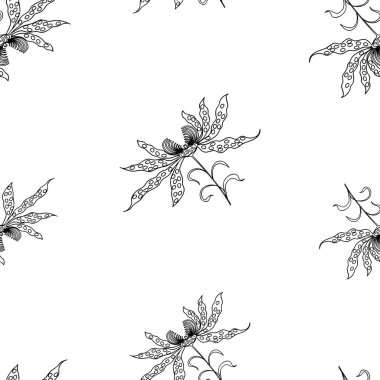 Dekoratif orkide anahatları Dikişsiz arka plan