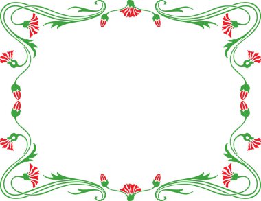 Dekoratif stilize çiçeklerden vektör çiçek çerçevesi