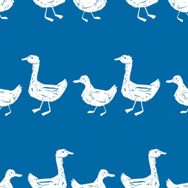 Çizilmiş ördek ve kaz siluetleri Dikişsiz arka plan