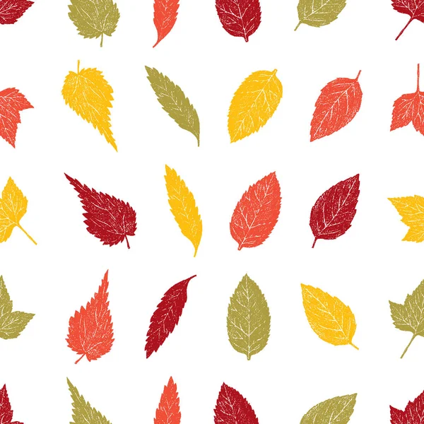 Bezešvé Pozadí Vykreslené Podzimní Listí — Stockový vektor