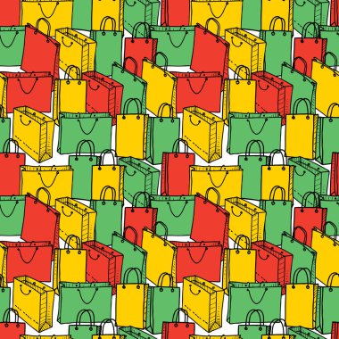 Satın alma işlemleri için renkli paketlerin sorunsuz arka planı