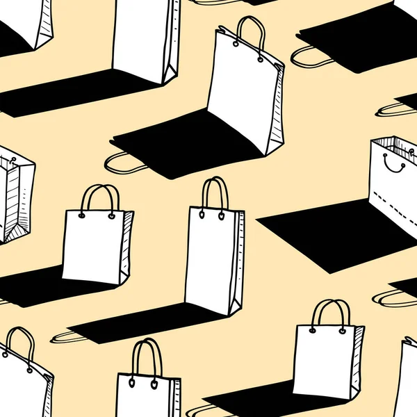 Απρόσκοπτη Μοτίβο Των Σχεδιασμένων Τσάντες Ψώνια Σκιές — Διανυσματικό Αρχείο