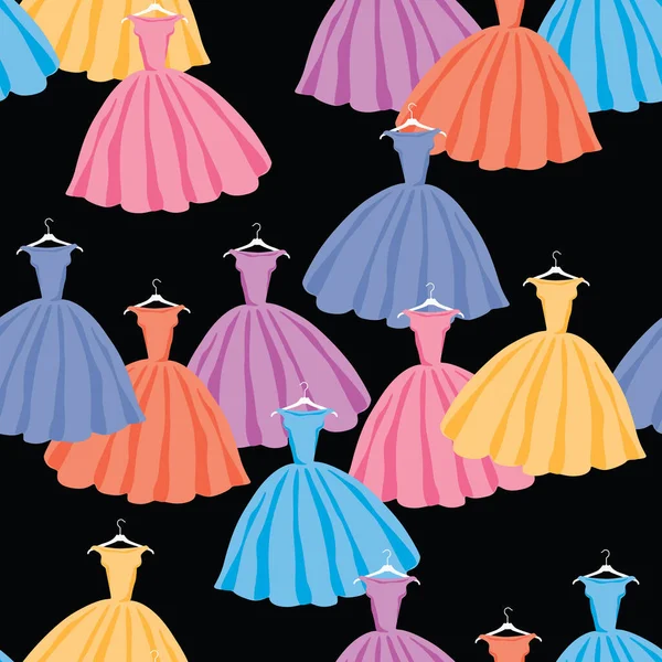 Fond Vectoriel Sans Couture Silhouettes Robes Féminines Colorées — Image vectorielle