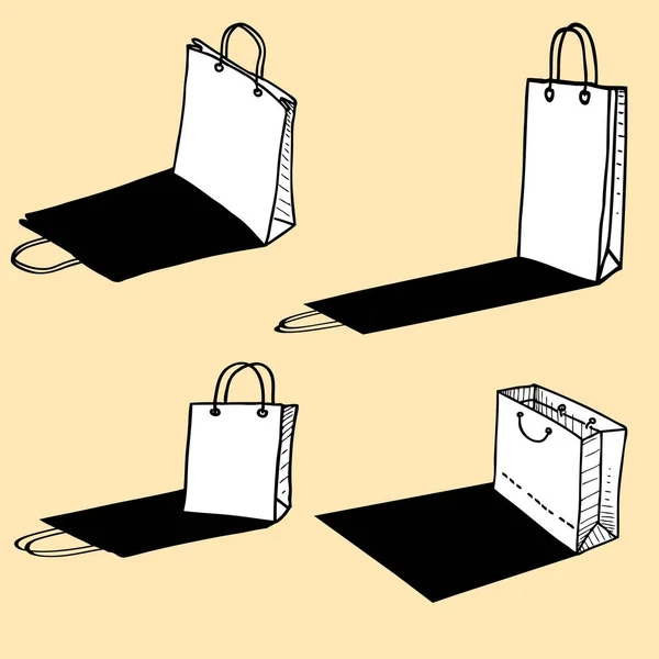 Vektorzeichnungen Von Einkaufstaschen Mit Schatten — Stockvektor