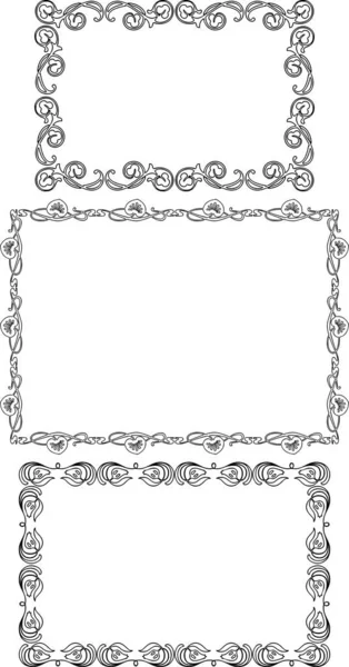 Vector Afbeelding Van Verschillende Bloemen Vintage Frames — Stockvector