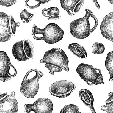 Çeşitli çömlekçiliğin kusursuz çizimleri