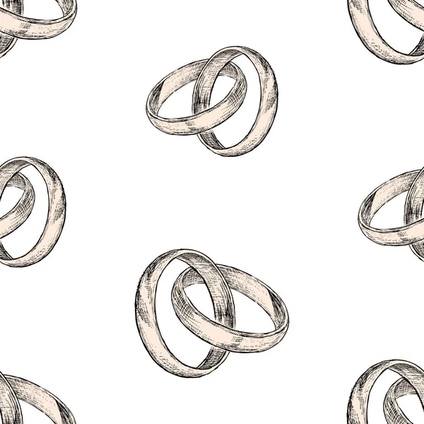 スケッチのシームレスな背景結婚指輪 — ストックベクタ