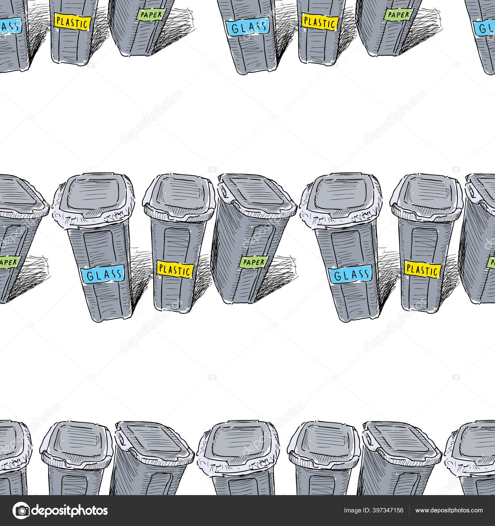 Pola Vektor Dari Sketsa Pengurutan Tempat Sampah Stok Vektor C Mubaister Gmail Com 397347156