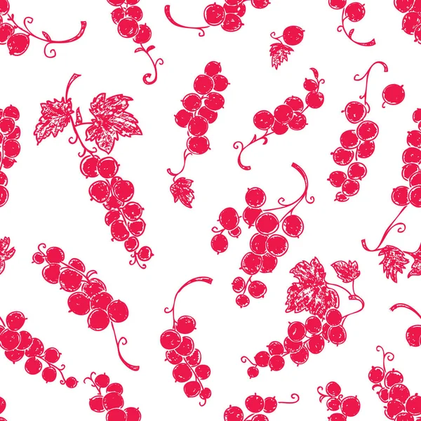 熟した果実とシルエットの装飾的な小枝赤いスグリのシームレスなパターン — ストックベクタ