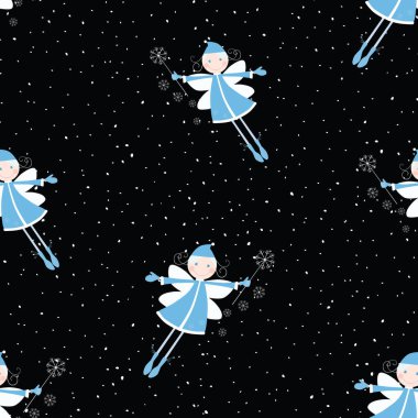 Noel arifesinde kar yağışı sırasında kusursuz uçan elf kız modelleri.