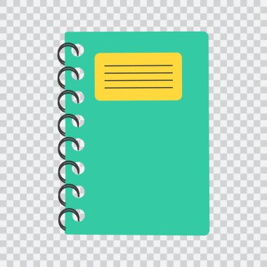 Saydam arkaplanda yay izole edilmiş not defteri simgesi. Tasarım dekorasyonu için tek element. Okul malzemeleri.. 