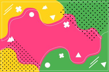 Memphis tarzında soyut geometrik arkaplan. Vektör tasarımı 80-90 'lar. Retro.