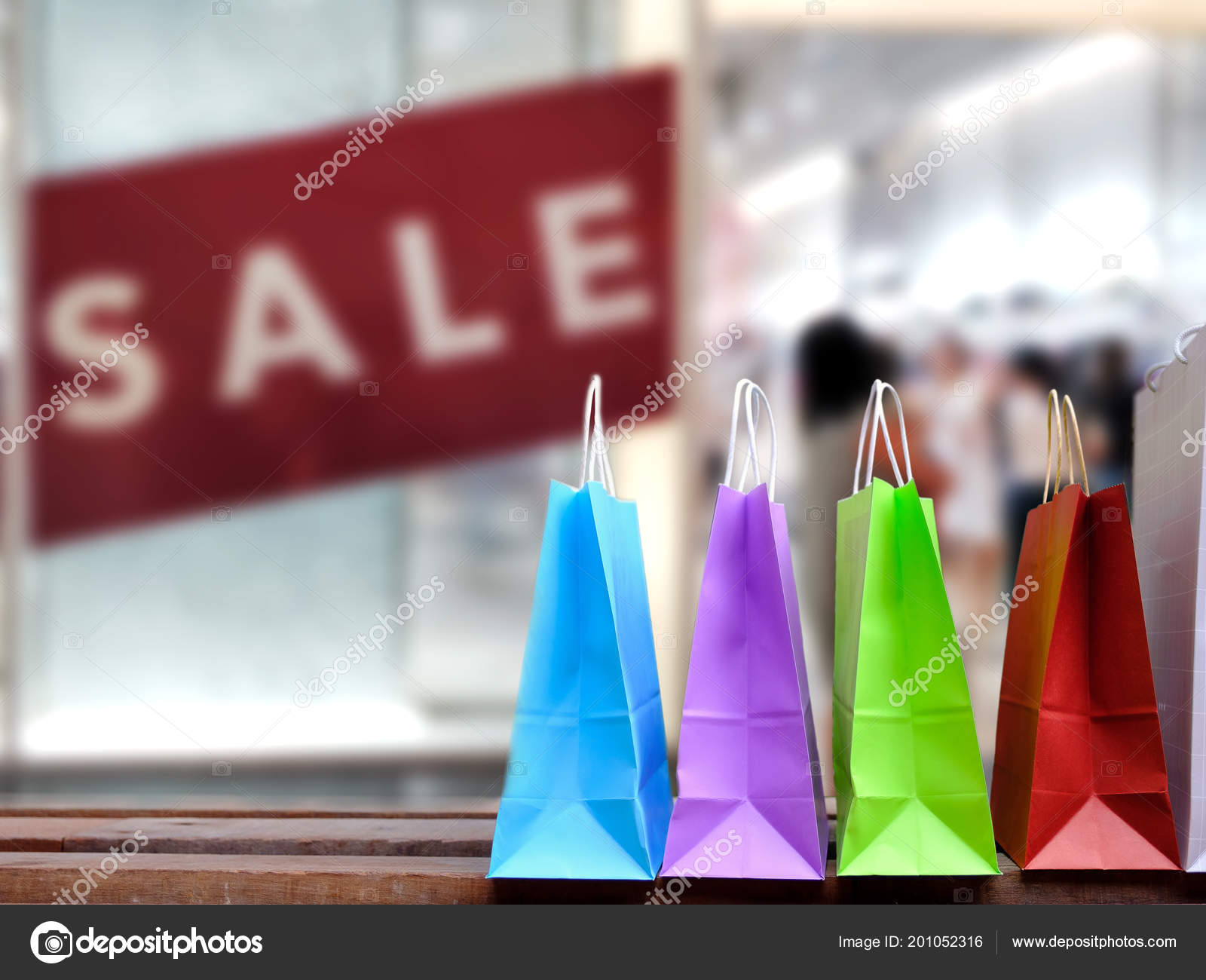 Paper Shopping Bags Shopping Gift Floor Blurred Clothes Shop Sales