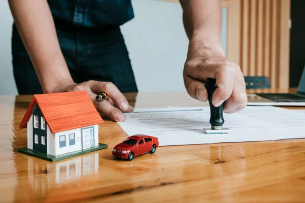 Godkänt Inteckning Låneansökan Med Gummistämpel Real Estate Konceptet — Stockfoto