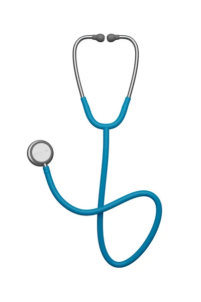Stethoscope 'un üç boyutlu çizimi beyaz arkaplanda izole edildi