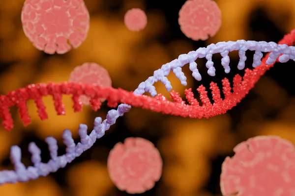 RNA 'nın RNA virüsü ile kopyalanmasının 3 boyutlu çizimi