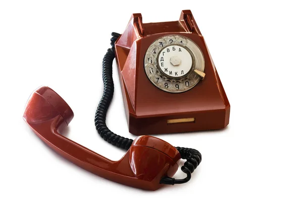 Velho Telefone Retro Soviético Isolado Fundo Branco — Fotografia de Stock