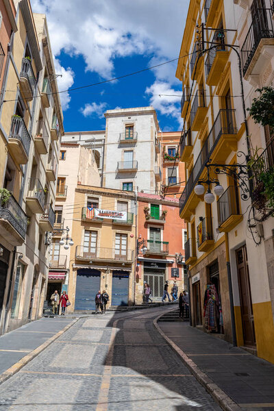 TARRAGONA, SPAIN - APRIL 7, 2019: Old street of Tarragona in Spain.