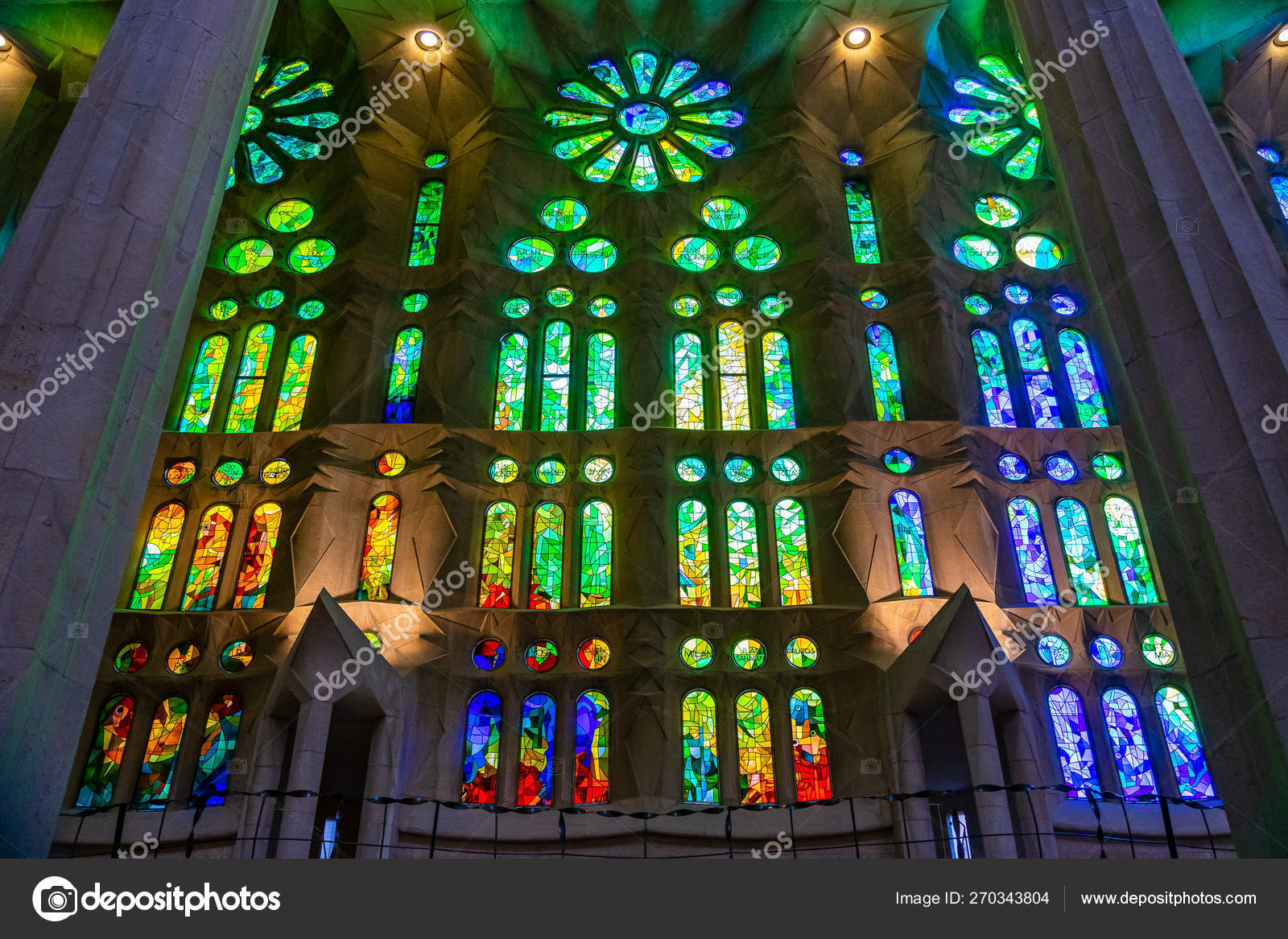 Interior Of La Sagrada Familia Cathedral Stock Editorial