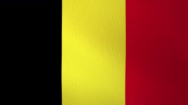 Belçika bayrağı rüzgarda dalgalanır, arka planda döngü oluşturur. Bayrak rüzgarda dalgalanıyor. Ulusal gün ve ülkede tatil kavramı.