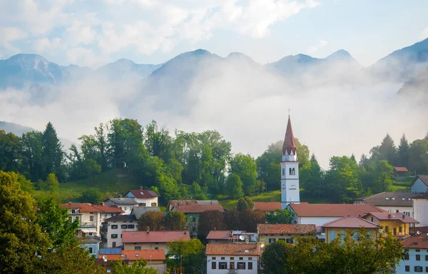 Γραφική Θέα Του Most Soci Γέφυρα Στον Soca Santa Lucia — Φωτογραφία Αρχείου