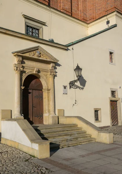 Portal Renacentista Del Ayuntamiento Del Casco Antiguo Tarnow Polonia Inscripción — Foto de Stock