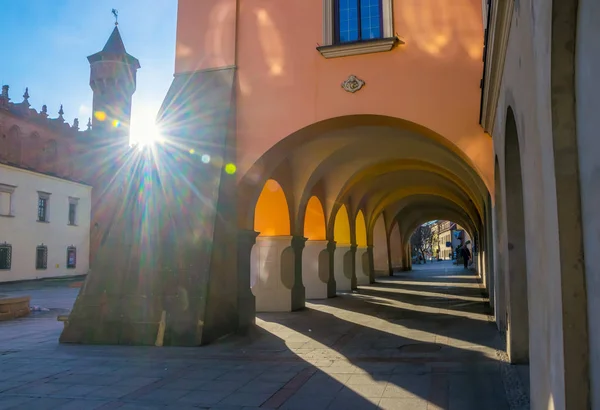 Galeria Rua Renascentista Cidade Velha Tarnow Polônia Dia Ensolarado — Fotografia de Stock