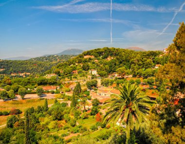 Saint-Paul-de-Vence, Provence, Alpes-Maritimes, Fransa yakınlarındaki panoramik kırsal alan. Yazarların ve sanatçıların diyarı