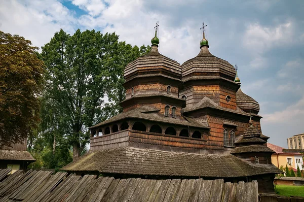 Scenic view of wooden St. George\'s Church, Drohobych, Ukraine. Church inscribed on the UNESCO World Heritage List together with other wooden churches of Carpathian region in Poland and Ukraine