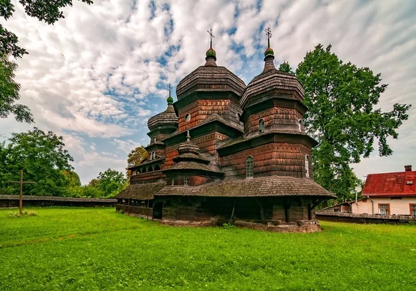 Scenic view of wooden St. George\'s Church, Drohobych, Ukraine. Church inscribed on the UNESCO World Heritage List together with other wooden churches of Carpathian region in Poland and Ukraine