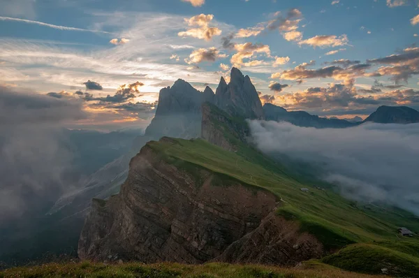 Breathtaking View Odle Geisler Group National Park Puez Odle Val — Stock Photo, Image