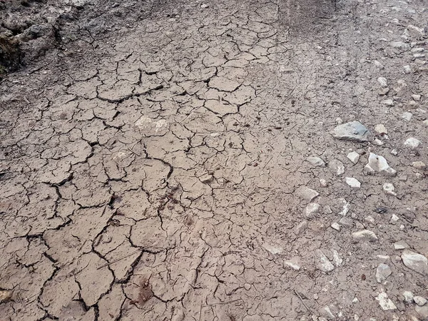 Ραγισμένα Έδαφος Διαδρομή Ξηρό Χώμα Οικολογία Έννοια Ραγισμένη Υφή Και — Φωτογραφία Αρχείου