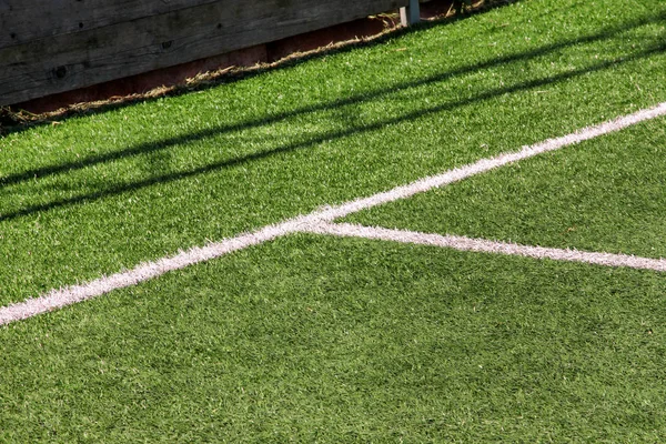 Part Sport Soccer Stadium Artificial Turf Football Field Detail Close — Stok fotoğraf